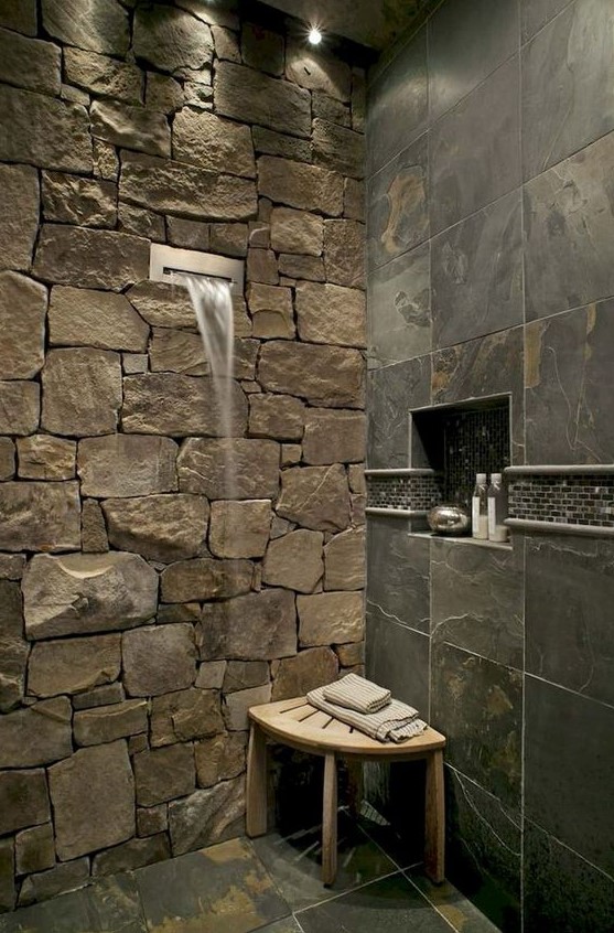 a natural stone bathroom design