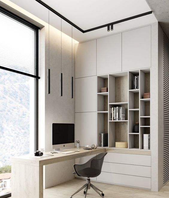 اجمل تصميم ديكور مكتب منزلي أنيق بسيط للغاية حصري