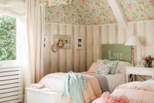 flower wallpaper is a nice addition to a shabby kids room