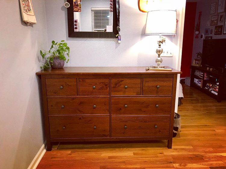 Sanding and staining the dresser can make it look more traditional. (via @thealexmartin)