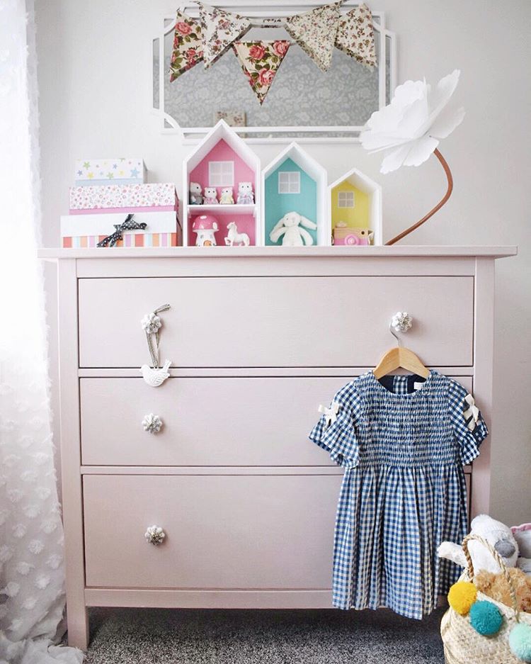 Flowers makes the dresser a perfect fit for a little girl's room.