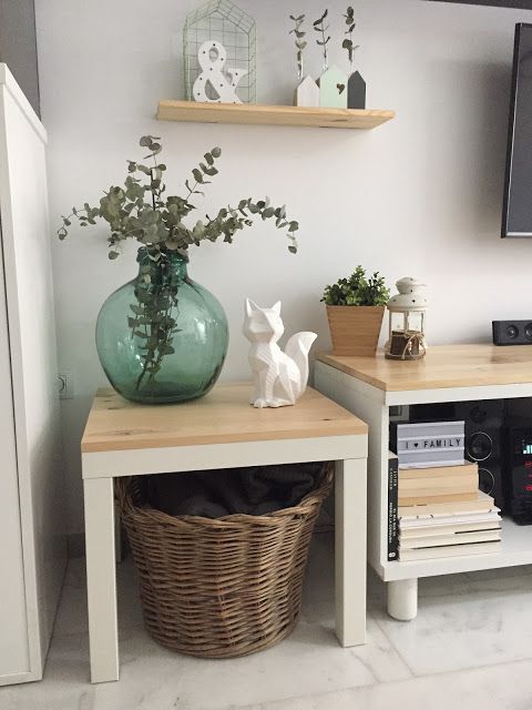 a pretty and simple IKEA Lack table hack with a stained tabletop will match a farmhouse space in the best way possible