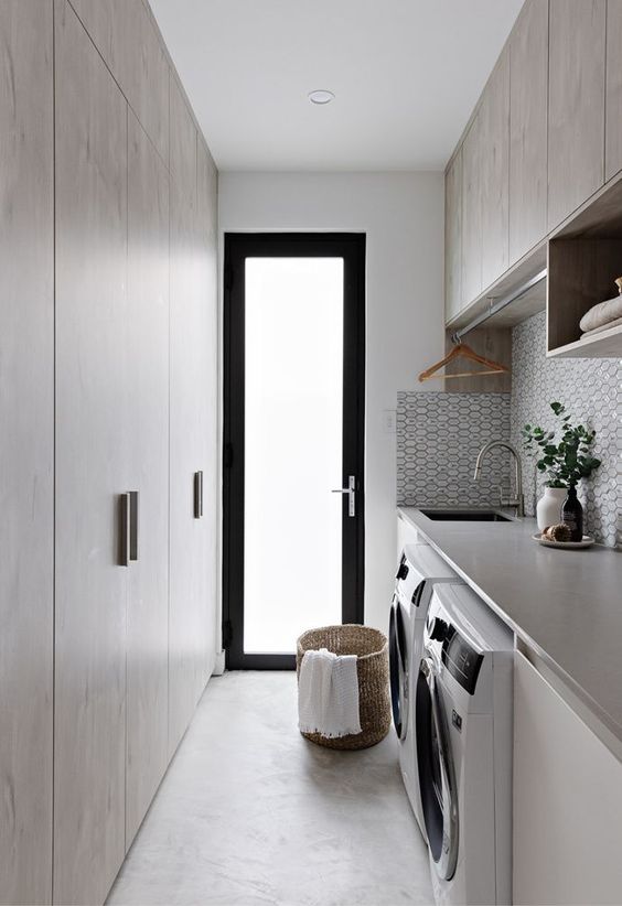 Black And White Modern Laundry Room