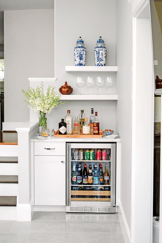 68 Home Mini Bar Designs You Should Try, Coffee Bar Cabinet With Refrigerator