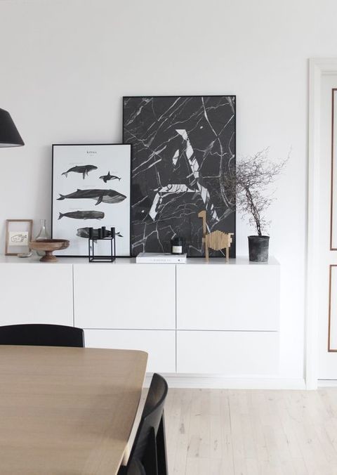 Floating dining room storage is a great way to display some of your precious belongings in a modern, minimalist way. 
