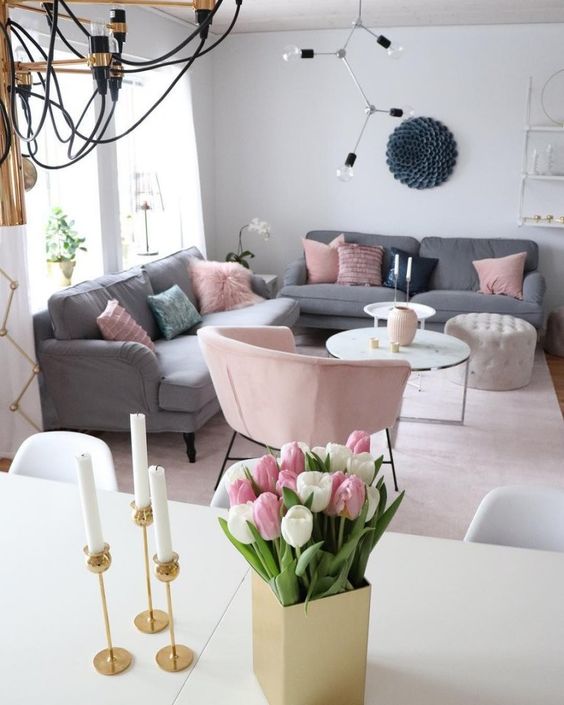 57 Timeless Grey And Pink Home Decor Ideas - DigsDigs