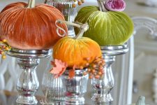 a colorful pumpkins are great to decorate for fall in a new way