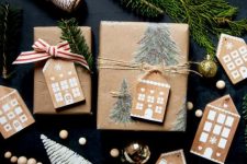 pretty faux gingerbread house Christmas gift tags are amazing for personalizing your gifts