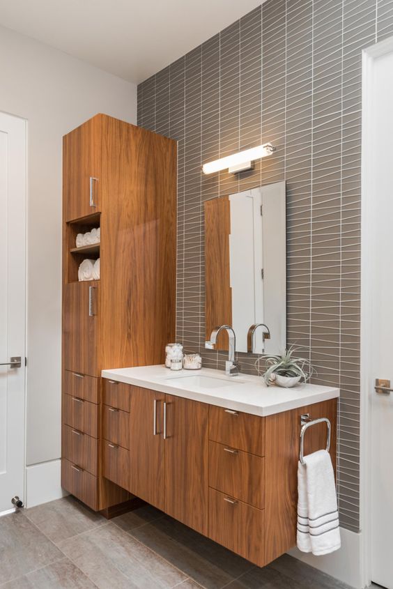 Mid-Century Large Bathroom Storage Cabinet