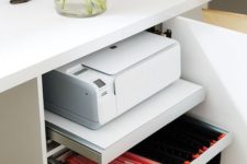 a desk with hidden storage – a file organizer and a shelf with a printer for comfortable storage and miximal functionality