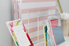 an acrylic file or document organizer is an airy and light idea to bring your papers in order