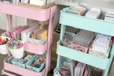 pastel IKEA Raskog carts are ideal for storage anything and can be moved around the house
