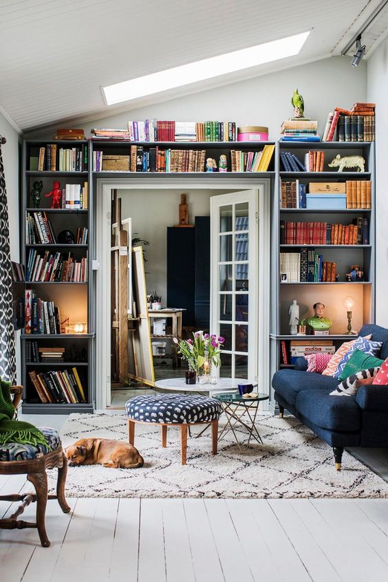 Bookshelf wall discount with door