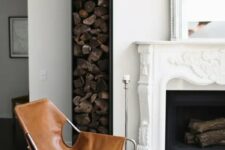 an elegant space with a vintage fireplace and a small and narrow niche by it is a lovely and stylish idea with a modern feel