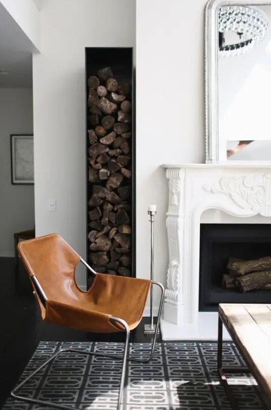 an elegant space with a vintage fireplace and a small and narrow niche by it is a lovely and stylish idea with a modern feel