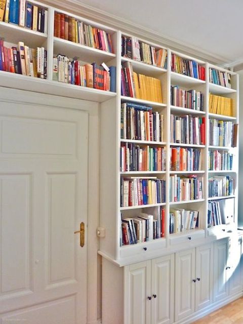 doorway bookshelves and cabinets are great for storage and you will save a lot of space like that