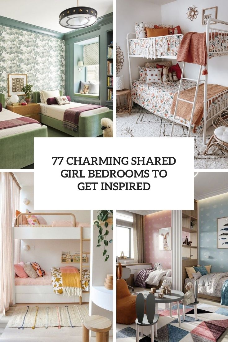 77 Charming Shared Girl Bedrooms To Get Inspired