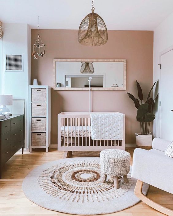 a trendy, modern, boho nursery design