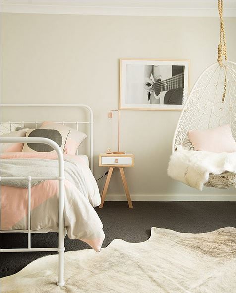 light pink teenage bedroom