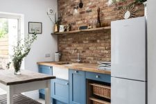 a cozy farmhouse kitchen design with bricks