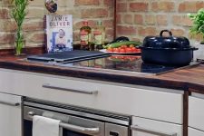 a red brick backsplash is a catchy idea for any kitchen, besides it’s very budget-friendly and adds texture