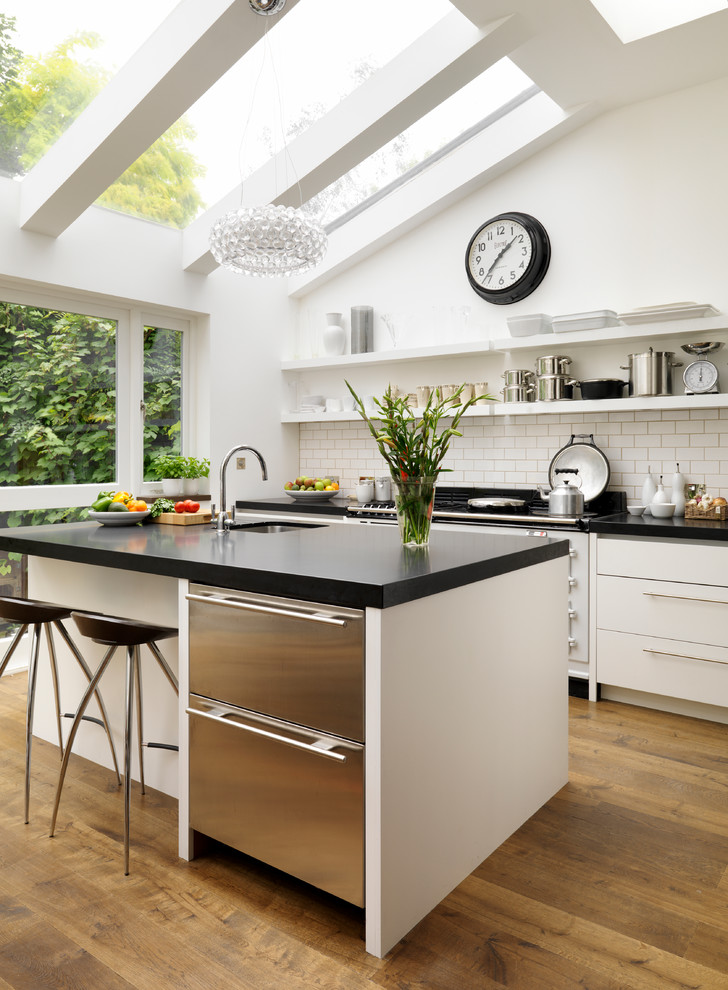 A kitchen island with two quick freeze refrigerators.  (Roundhouse)