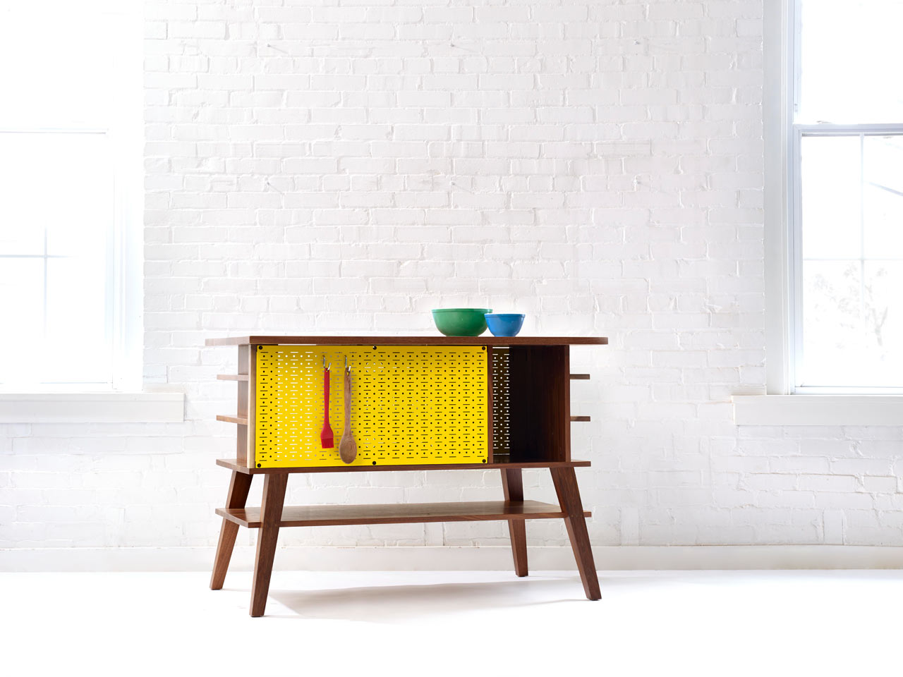 Bold Mid-Century Modern Kitchen Island With Storage