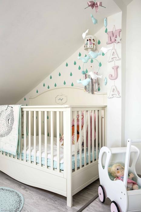 Image showcasing Scandinavian Girl's Nursery Design With Touches Of Mint - DigsDigs