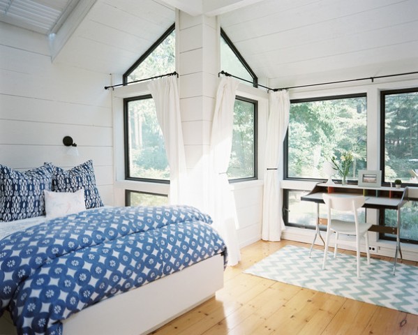 airy interior with a home office nook by the window