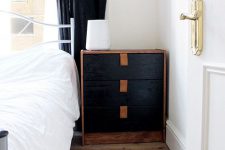 03 black IKEA Rast dresser with leather pulls