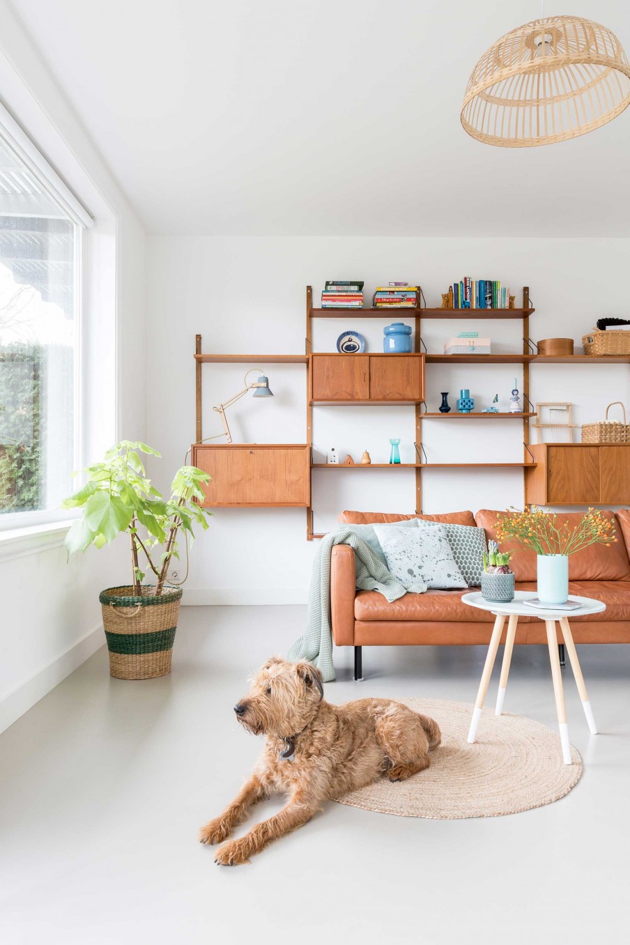Copper is a popular shade used for decor and furniture in this home