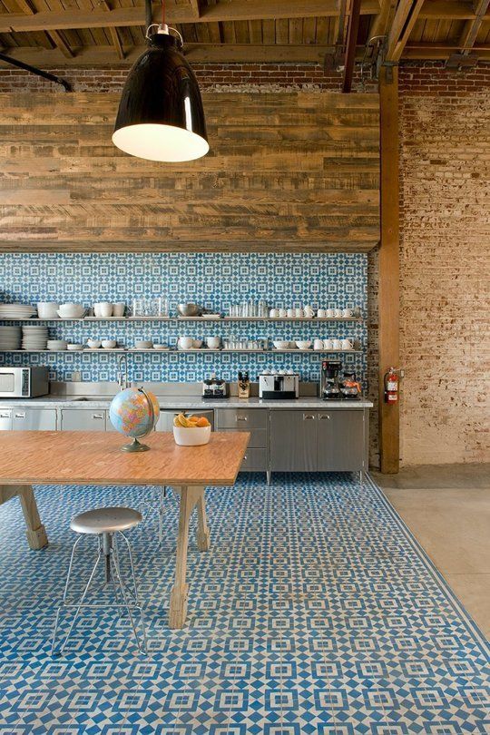 one kind of ceramic tiles for floors and the backsplash