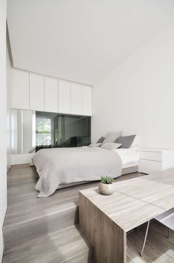 clean minimal design with a workspace nook