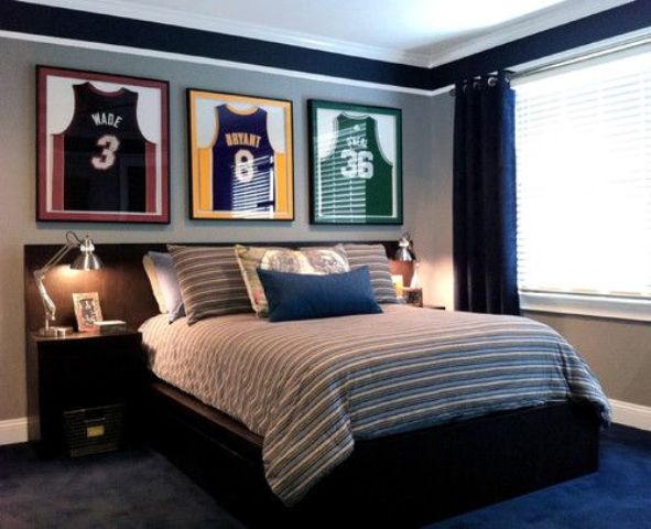 basketball fan bedroom with modern sport inspired decor