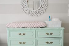 06 Provence-style dresser painted mint and turned into a changing station