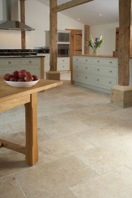 large beige floor tiles