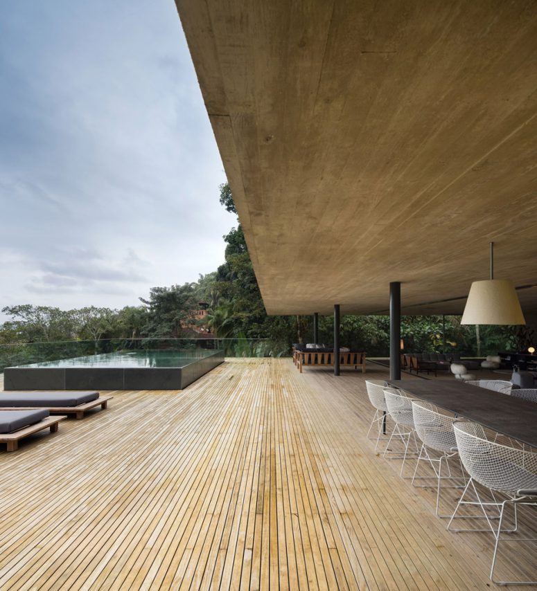 The living and TV room are totally opened to the outdoors