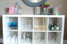 09 IKEA Kallax shelf with glasses storage