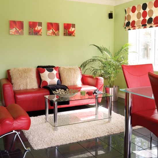 red and green living room - design decoration