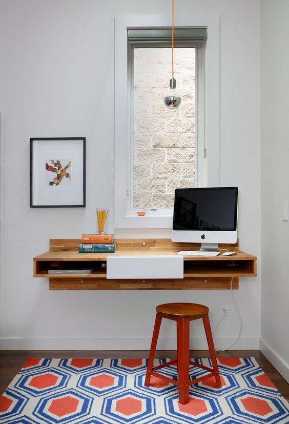 wall mounted desk and industrial details