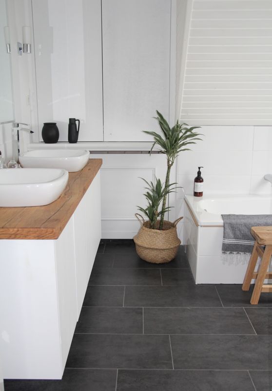 dark grey bathroom floor tiles are very practical