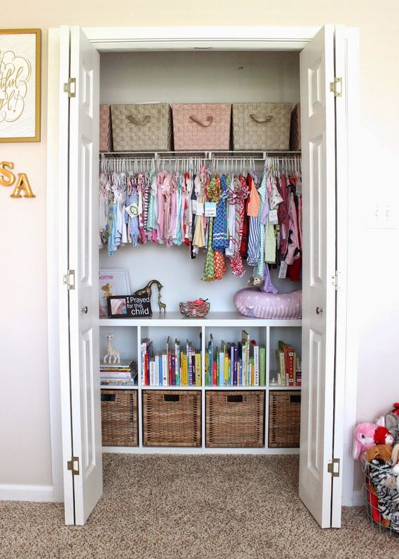 organized nursery closet