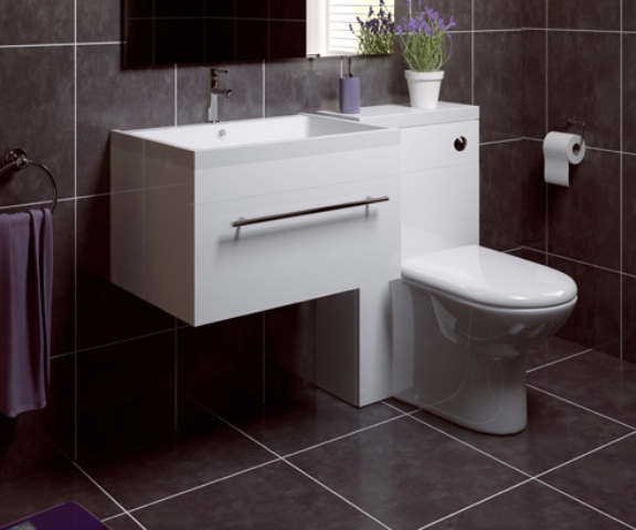 modern sink, toilet and storage drawer combo