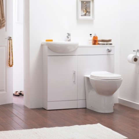 23 white vanity, sink and toilet combo