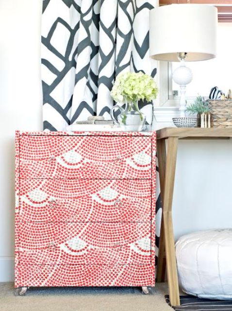 fabric wrapped IKEA Rast dresser