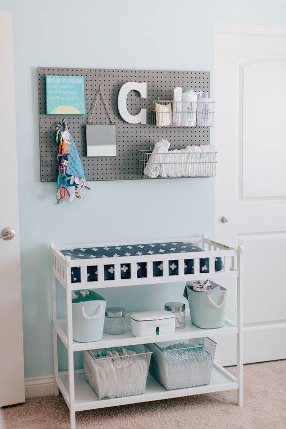 shelves over changing table