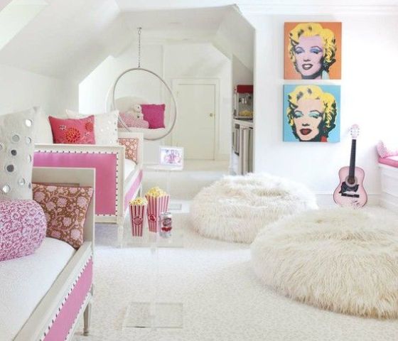 fun teen hangout area with soft beanbags