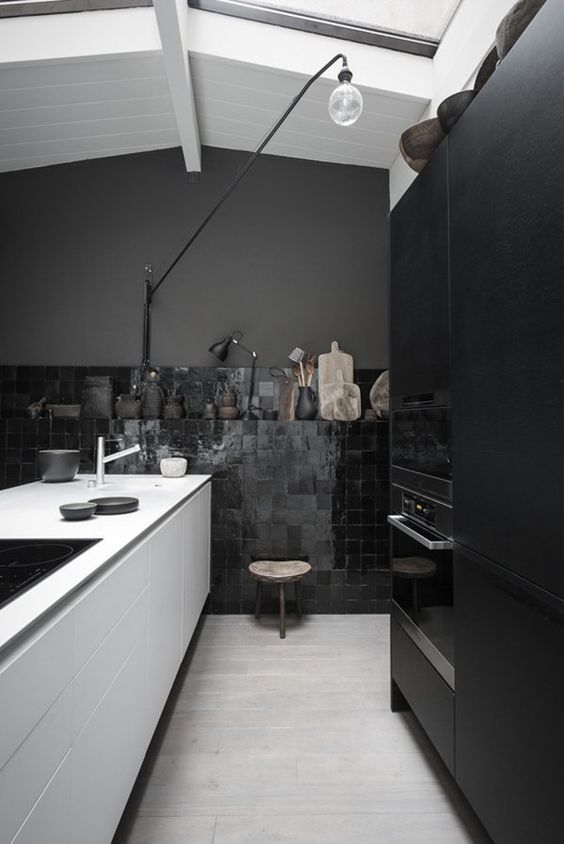 27 Moody Dark Kitchen Décor Ideas - DigsDigs