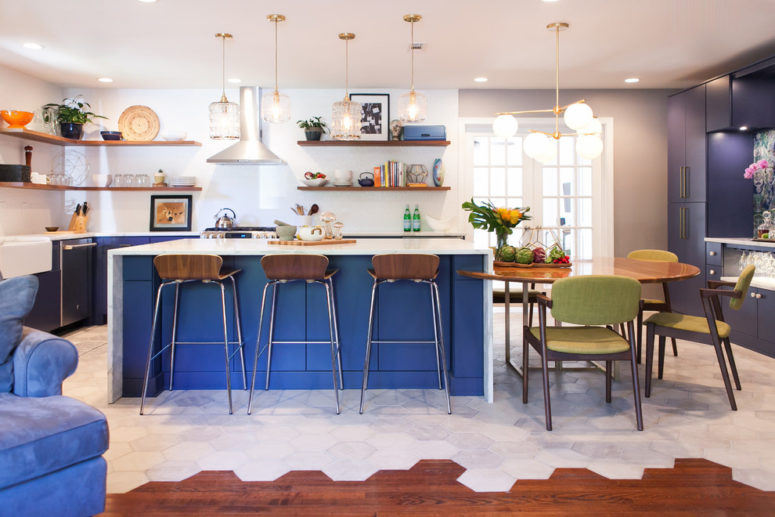 Floor Transition, Open Plan Living Room Kitchen Flooring Ideas