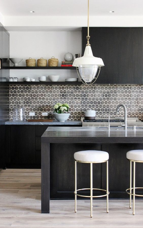 kitchen design with sleek cabinetry and a moody color palette